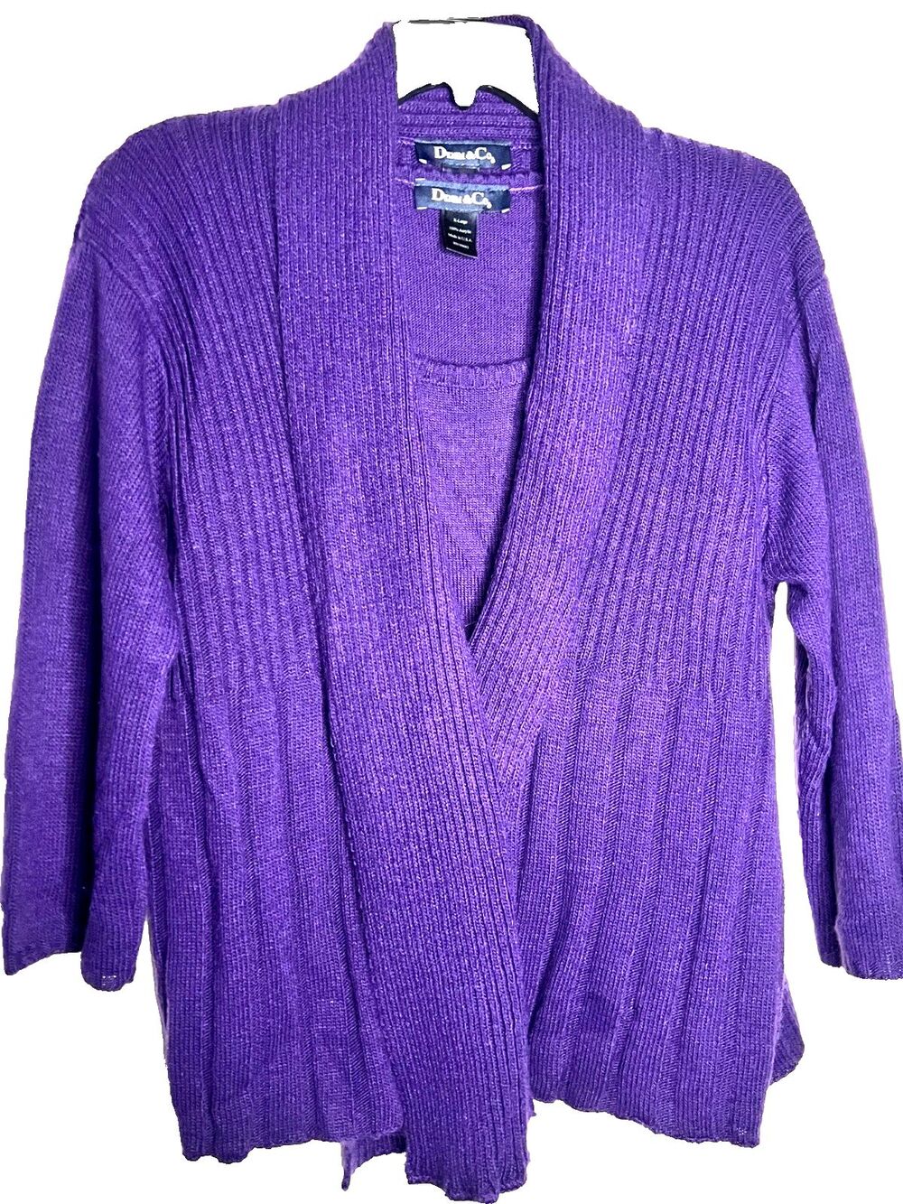 Denim & Co. Two piece purple sweater tank & cardigan combo soft material Size XL - Picture 3 of 6